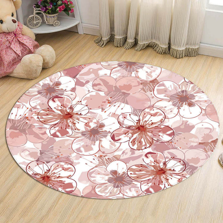 Lisslune | Novelty Flower Pattern Rug with Branch Pink and Blue Kids Rug Cotton Washable Pet Friendly Anti-Slip Carpet for Children's Room