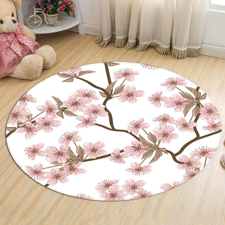 Lisslune | Novelty Flower Pattern Rug with Branch Pink and Blue Kids Rug Cotton Washable Pet Friendly Anti-Slip Carpet for Children's Room