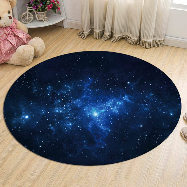 Lisslune | Black and Blue Kids Carpet Polyester Galaxy Pattern Rug Pet-Friendly Washable Non-Slip Backing Carpet for Decoration