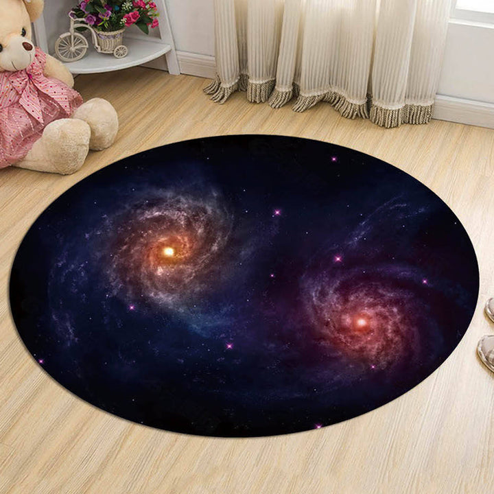 Lisslune | Black and Blue Kids Carpet Polyester Galaxy Pattern Rug Pet-Friendly Washable Non-Slip Backing Carpet for Decoration