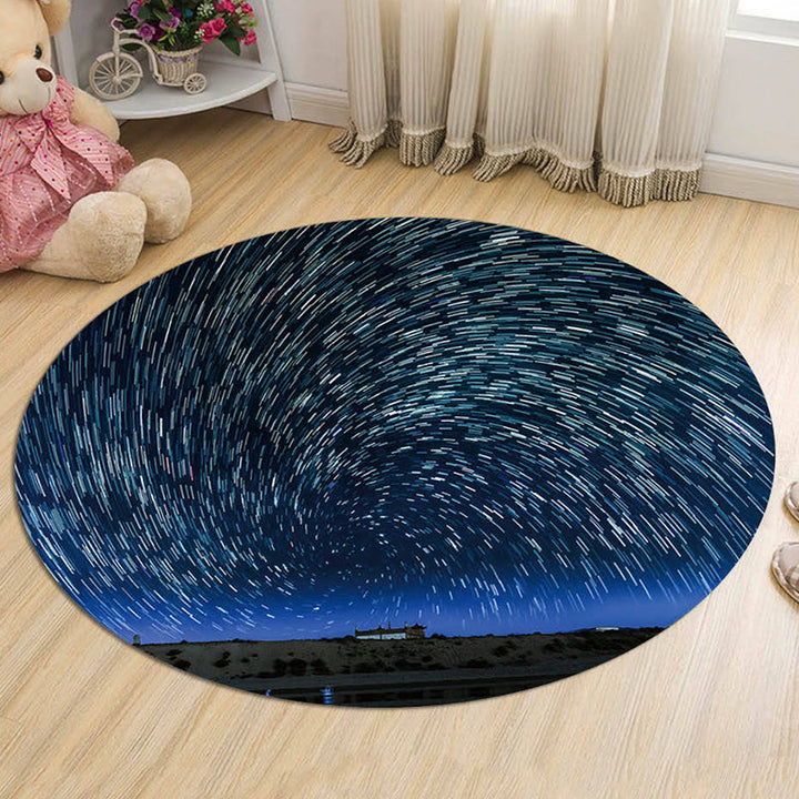 Lisslune | Black and Blue Kids Carpet Polyester Galaxy Pattern Rug Pet-Friendly Washable Non-Slip Backing Carpet for Decoration