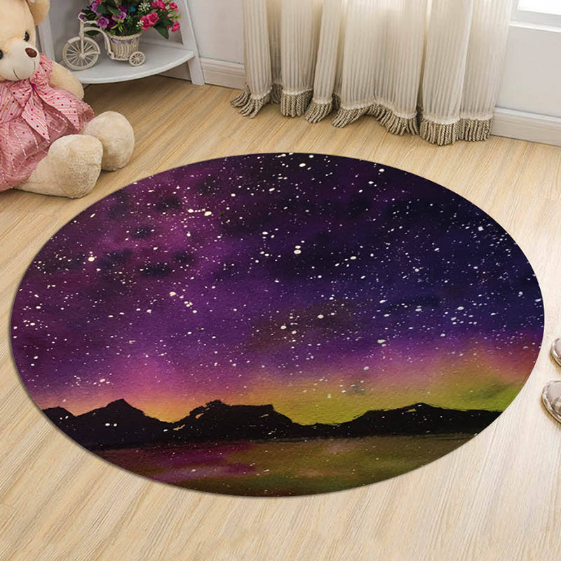 Lisslune | Black and Blue Kids Carpet Polyester Galaxy Pattern Rug Pet-Friendly Washable Non-Slip Backing Carpet for Decoration