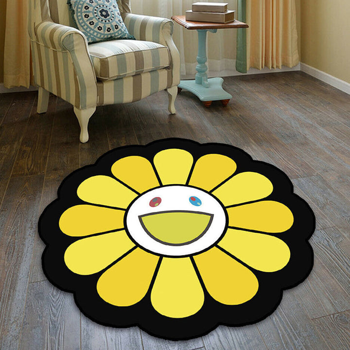 Lisslune | Kids Floral Pattern Rug Pink and Green Polyester Rug Washable Pet Friendly Non-Slip Rug for the Children's Room