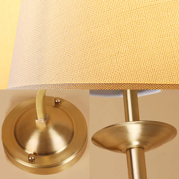 Skørter | 1 Head Tapered Shade Wall Lamp in Traditional Style, Fabric Metal Wall Light in Gold for Children's Room