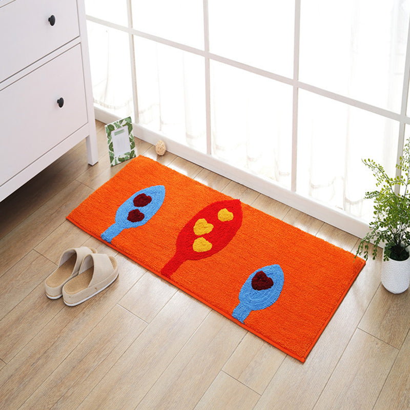 Lisslune | Blue and orange children's carpet polyester leaf and flower pattern carpet pet-friendly washable non-slip backing carpet for decoration