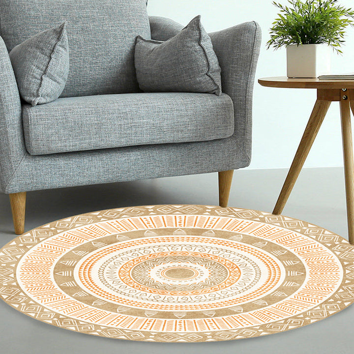 Lisslune | Moroccan tribal circles pattern rug multicolor boho rug polyester pet-friendly non-slip backing washable area rug for the living room