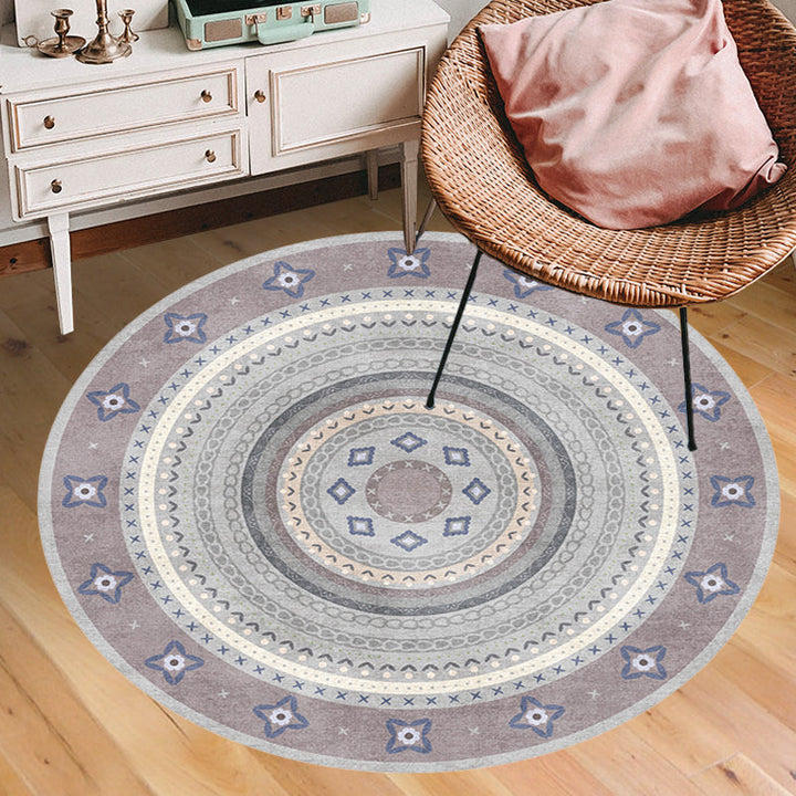 Lisslune | Moroccan tribal circles pattern rug multicolor boho rug polyester pet-friendly non-slip backing washable area rug for the living room