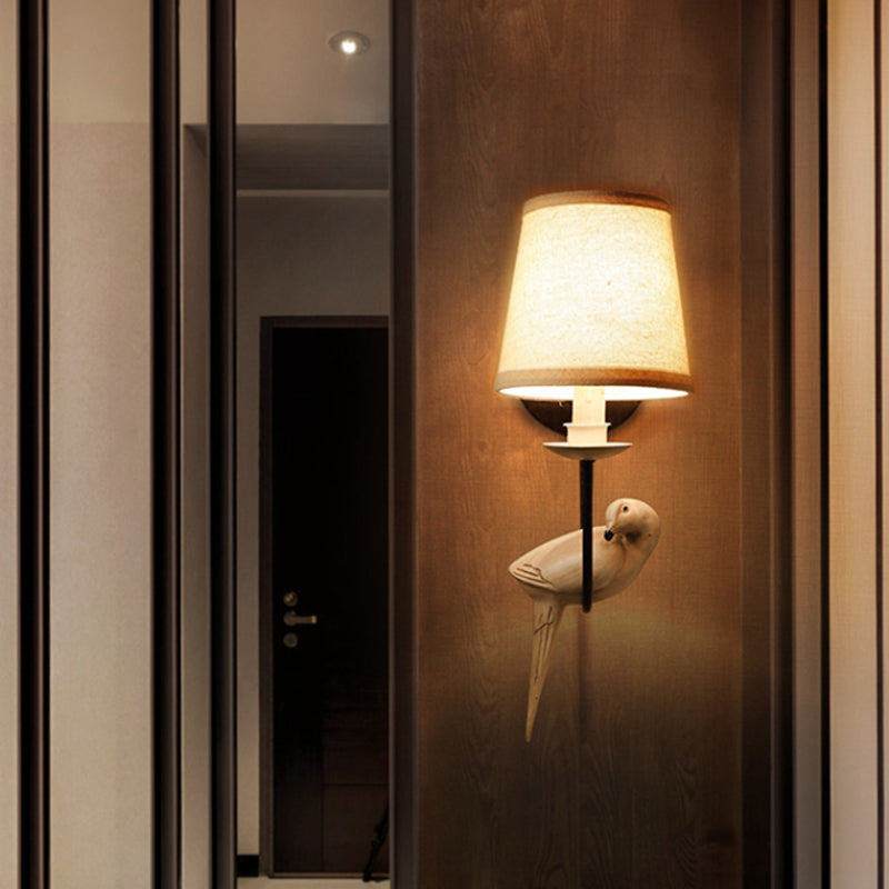 Skørter | Nursing Room Tapered Shade Wall Lamp Fabric Traditional White Wall Stone with Dove Decoration