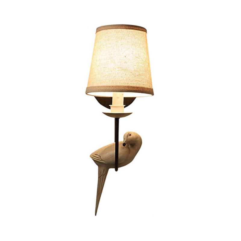 Skørter | Nursing Room Tapered Shade Wall Lamp Fabric Traditional White Wall Stone with Dove Decoration