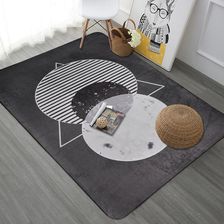 Lisslune | Modern Geometric Pattern Area Rug with Stripe Gray Multicolor Polyester Area Rug Washable Pet Friendly Non-Slip Area Rug for Living Room