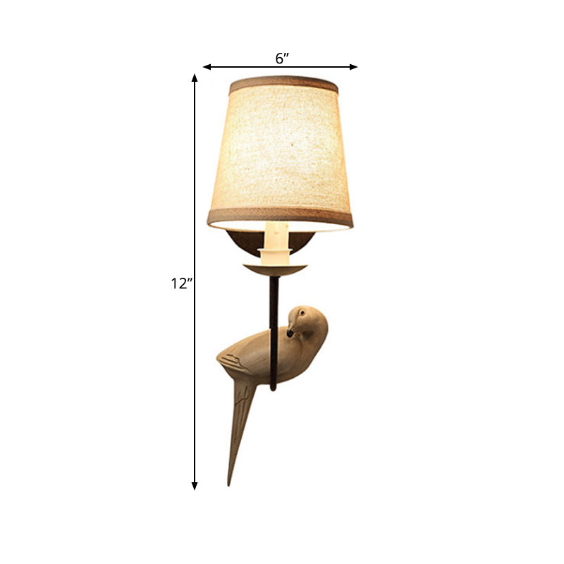 Skørter | Nursing Room Tapered Shade Wall Lamp Fabric Traditional White Wall Stone with Dove Decoration