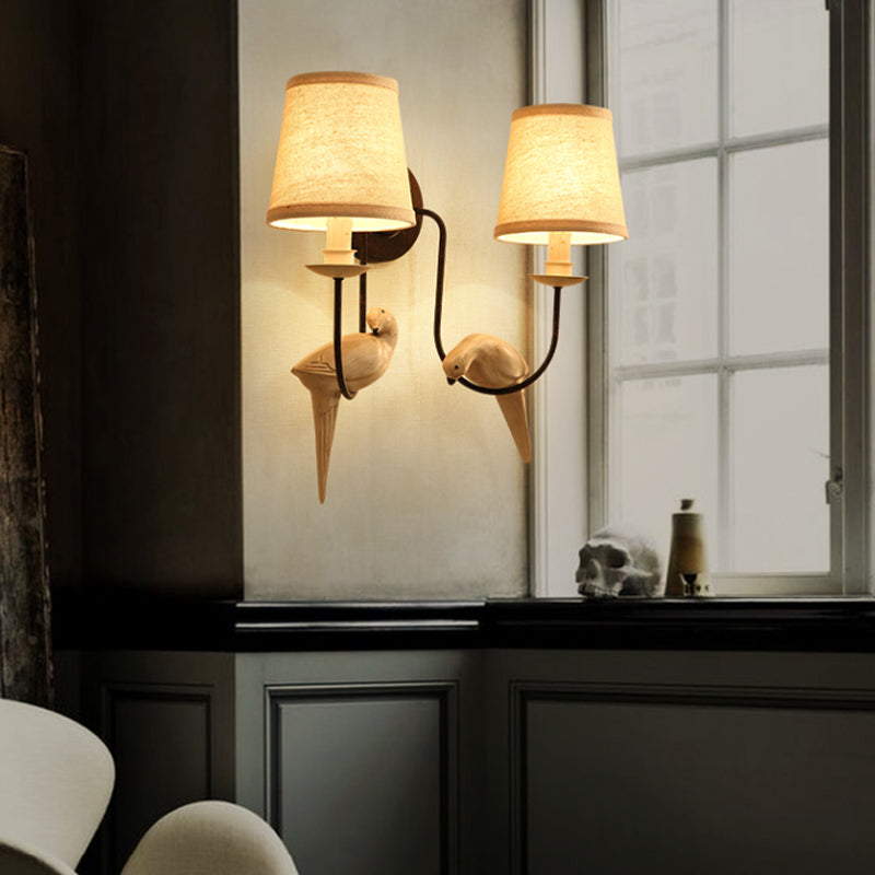 Skørter | Nursing Room Tapered Shade Wall Lamp Fabric Traditional White Wall Stone with Dove Decoration