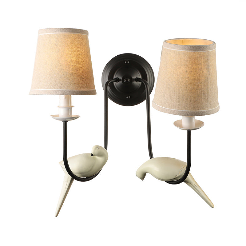 Skørter | Nursing Room Tapered Shade Wall Lamp Fabric Traditional White Wall Stone with Dove Decoration