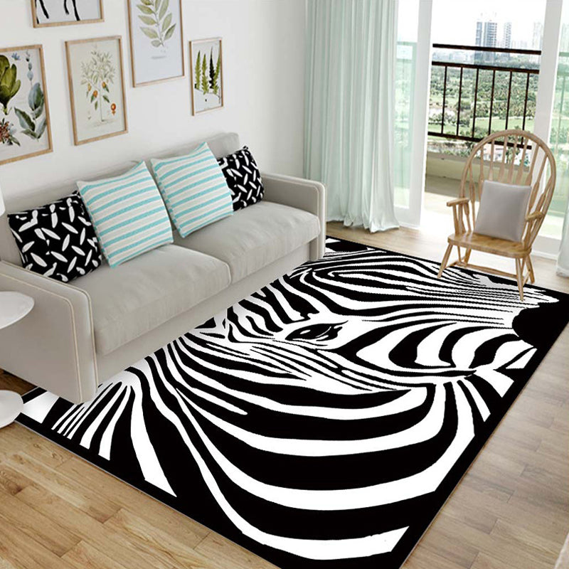 Lisslune | Children's animal pattern rug black and blue acrylic rug washable pet-friendly non-slip rug for the children's room