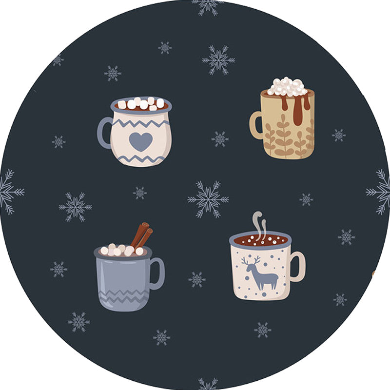 Lisslune | Kids Coffee Pattern Rug Black Polyester Rug Washable Pet Friendly Non-Slip Area Rug for the Children's Room