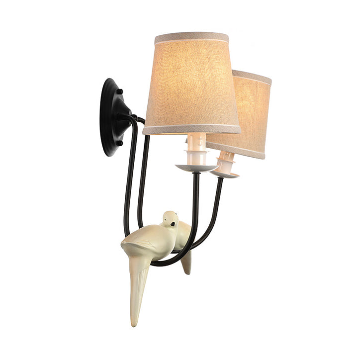 Skørter | Nursing Room Tapered Shade Wall Lamp Fabric Traditional White Wall Stone with Dove Decoration