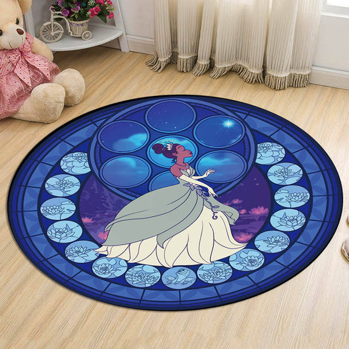 Lisslune | Kids Cartoon Princess Pattern Rug Multicolor Polyester Rug Washable Pet-Friendly Non-Slip Rug for the Kids' Room