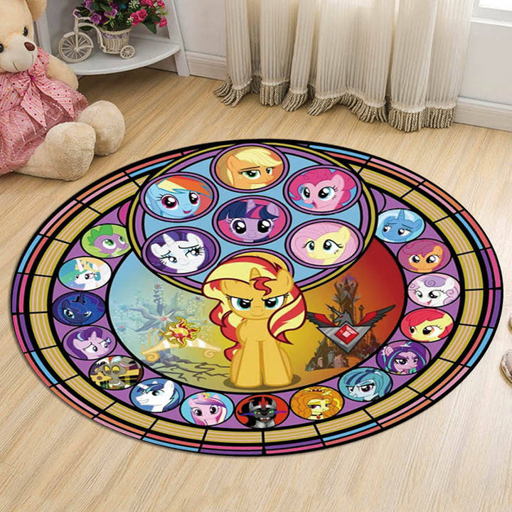 Lisslune | Kids Cartoon Princess Pattern Rug Multicolor Polyester Rug Washable Pet-Friendly Non-Slip Rug for the Kids' Room