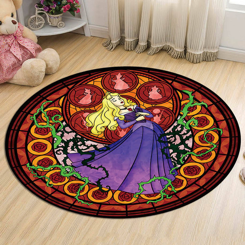 Lisslune | Kids Cartoon Princess Pattern Rug Multicolor Polyester Rug Washable Pet-Friendly Non-Slip Rug for the Kids' Room