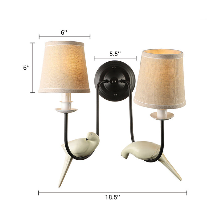Skørter | Nursing Room Tapered Shade Wall Lamp Fabric Traditional White Wall Stone with Dove Decoration