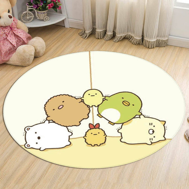 Lisslune | Stylish Cartoon Animal Pattern Carpet Multicolor Children's Carpet Polyester Washable Pet-Friendly Non-Slip Rug for Children's Room