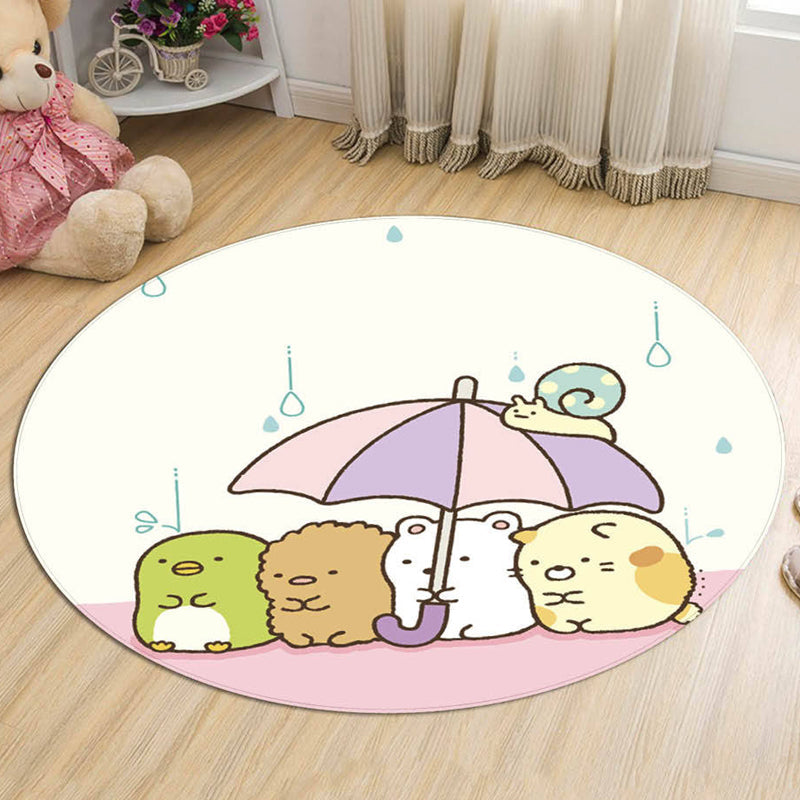 Lisslune | Stylish Cartoon Animal Pattern Carpet Multicolor Children's Carpet Polyester Washable Pet-Friendly Non-Slip Rug for Children's Room