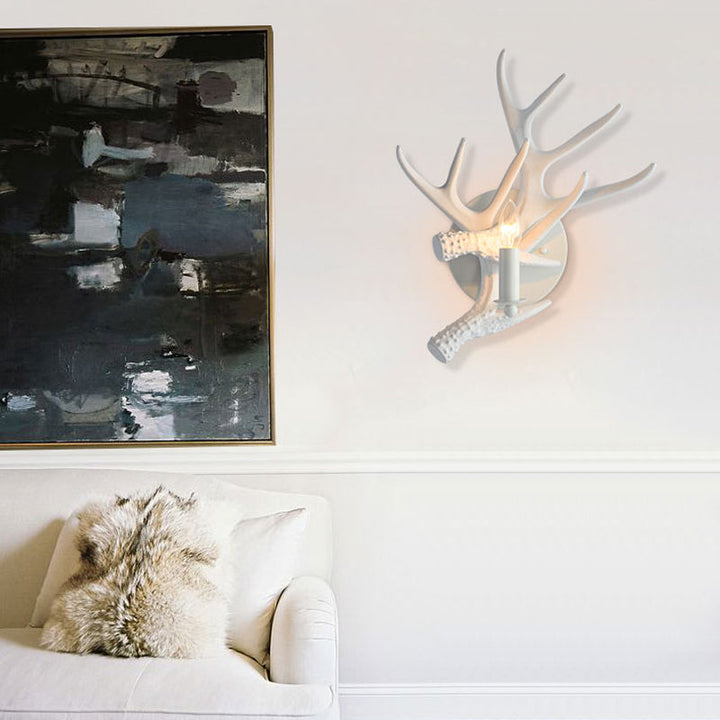 Skørter | Rustic Style Antler Wall Lamp Resin Single Light Wall Lights Light in White Finish for Indoor Villa