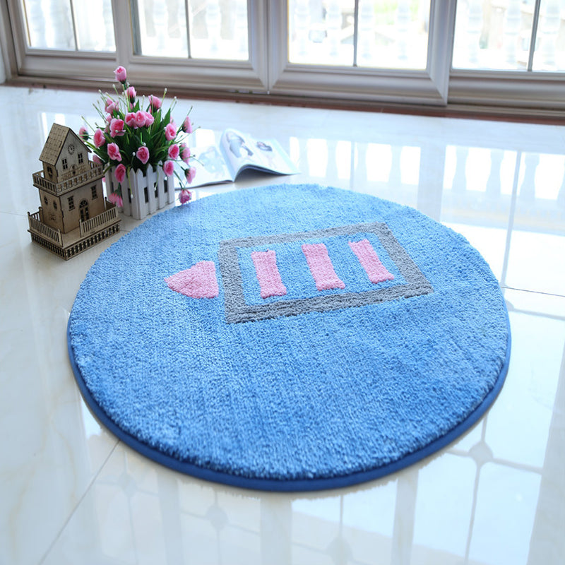 Lisslune | Blue and Red Children's Carpet Polyester Home and Battery Pattern Carpet Pet Friendly Washable Non-Slip Back Carpet for Decoration