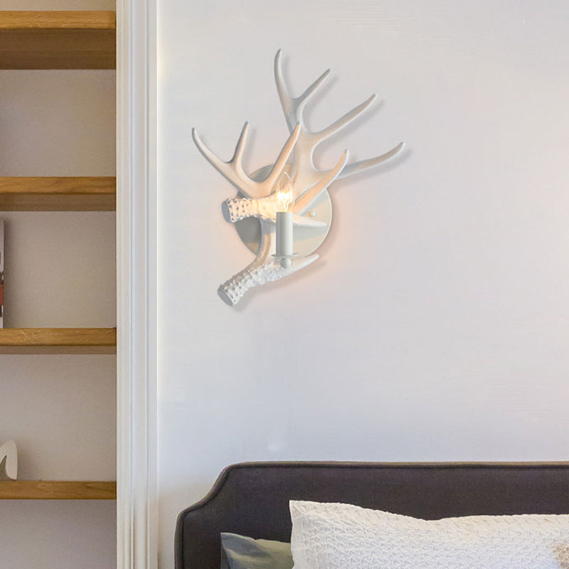 Skørter | Rustic Style Antler Wall Lamp Resin Single Light Wall Lights Light in White Finish for Indoor Villa