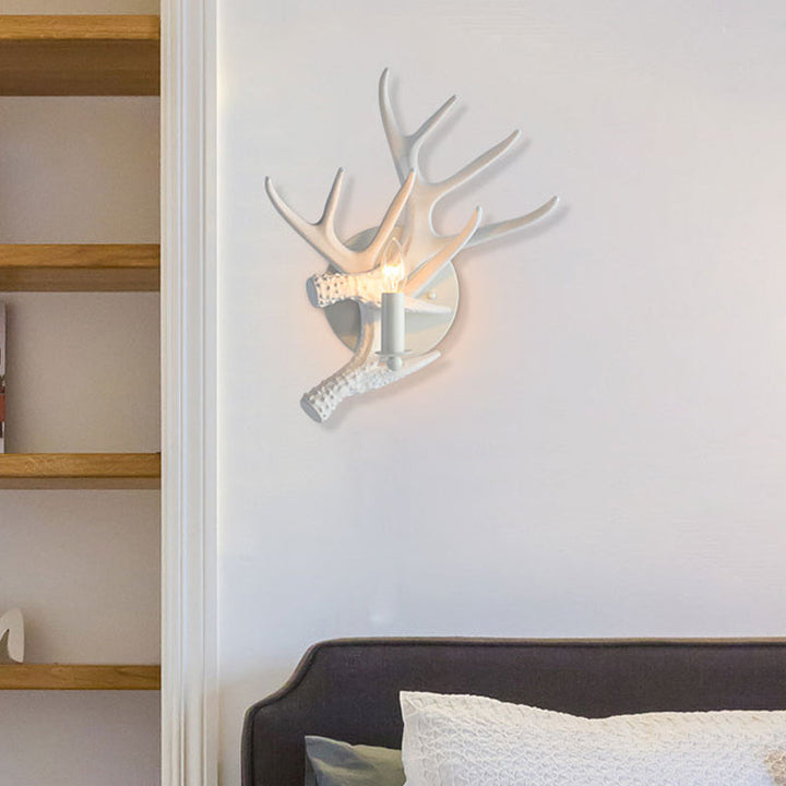 Skørter | Rustic Style Antler Wall Lamp Resin Single Light Wall Lights Light in White Finish for Indoor Villa