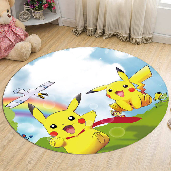 Lisslune | Yellow Kids Carpet Polyester Cartoon Animal Pattern Carpet Pet Friendly Washable Non-slip Backing Rug for Decoration