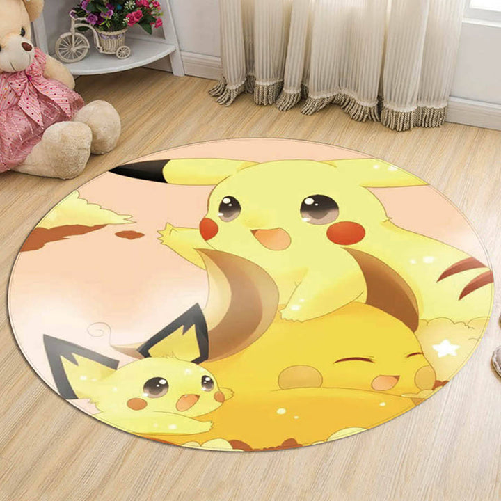 Lisslune | Yellow Kids Carpet Polyester Cartoon Animal Pattern Carpet Pet Friendly Washable Non-slip Backing Rug for Decoration