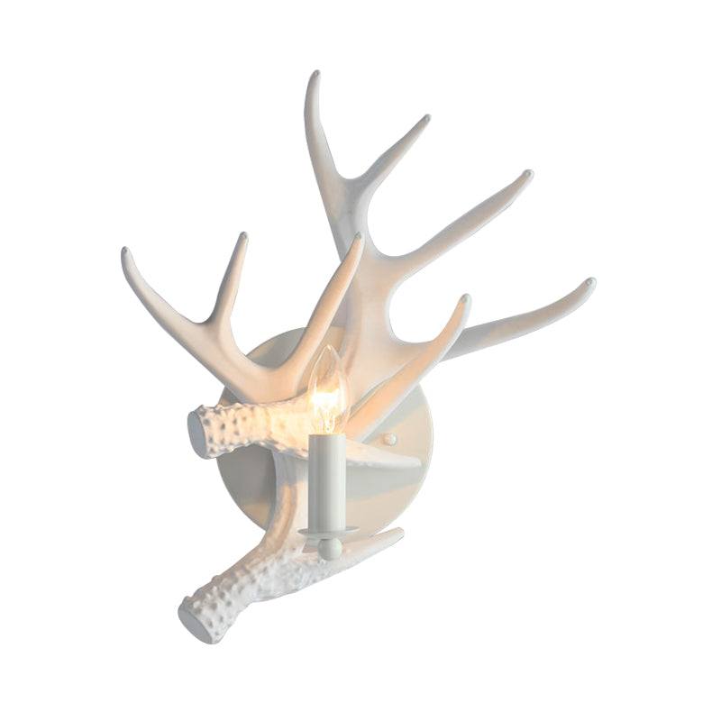 Skørter | Rustic Style Antler Wall Lamp Resin Single Light Wall Lights Light in White Finish for Indoor Villa