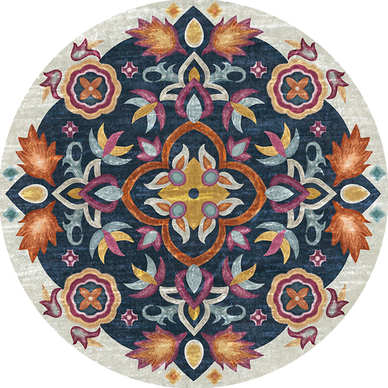 Lisslune | Unique Flower Pattern Rug Colorful Moroccan Rug Polyester Pet Friendly Non-Slip Back Washable Rug for the Living Room