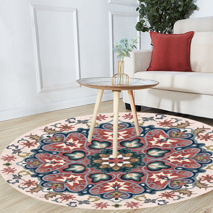 Lisslune | Unique Flower Pattern Rug Colorful Moroccan Rug Polyester Pet Friendly Non-Slip Back Washable Rug for the Living Room