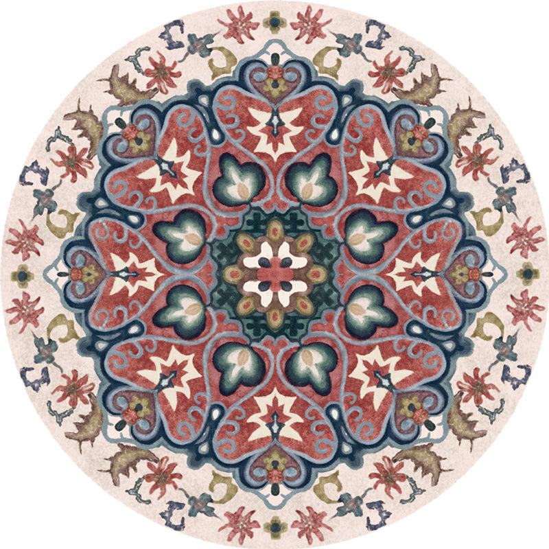 Lisslune | Unique Flower Pattern Rug Colorful Moroccan Rug Polyester Pet Friendly Non-Slip Back Washable Rug for the Living Room