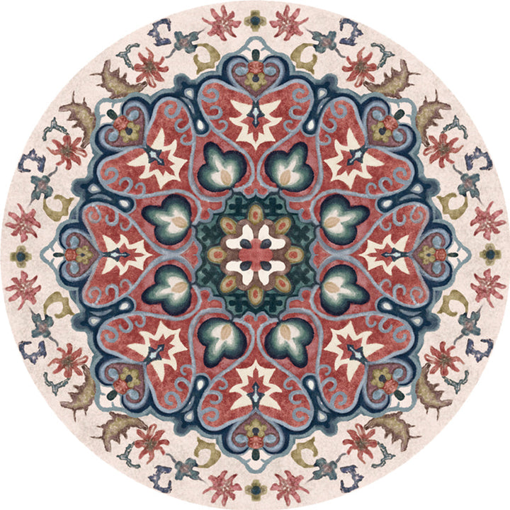 Lisslune | Unique Flower Pattern Rug Colorful Moroccan Rug Polyester Pet Friendly Non-Slip Back Washable Rug for the Living Room