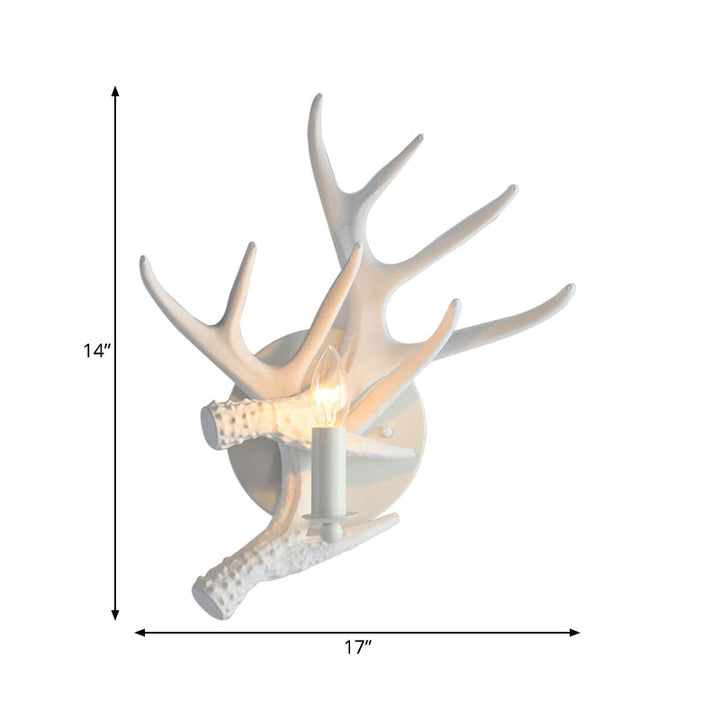 Skørter | Rustic Style Antler Wall Lamp Resin Single Light Wall Lights Light in White Finish for Indoor Villa