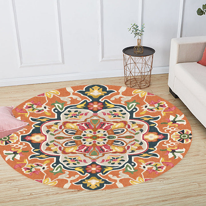 Lisslune | Unique Flower Pattern Rug Colorful Moroccan Rug Polyester Pet Friendly Non-Slip Back Washable Rug for the Living Room