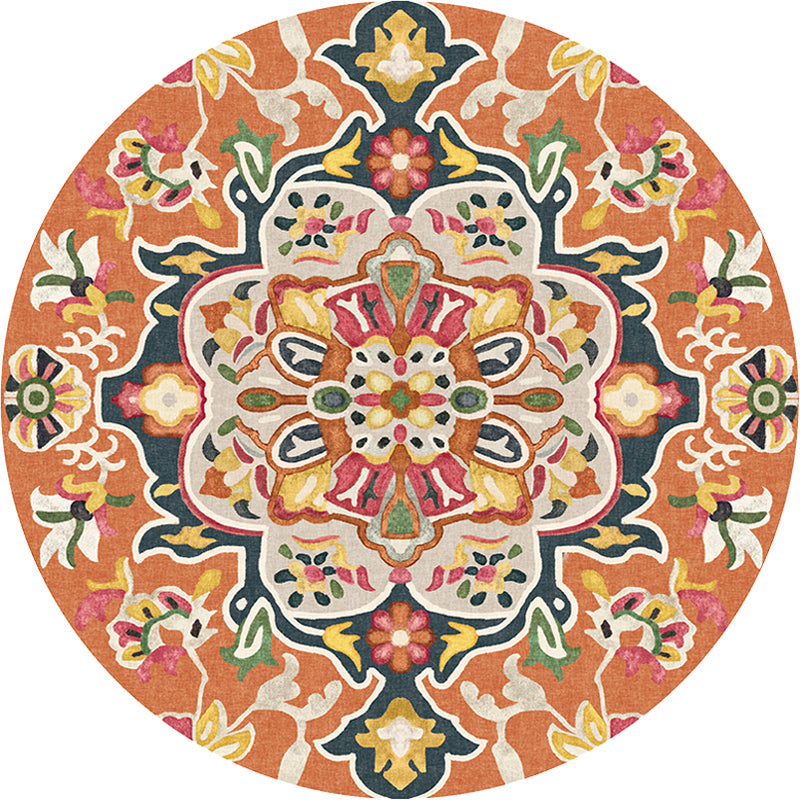 Lisslune | Unique Flower Pattern Rug Colorful Moroccan Rug Polyester Pet Friendly Non-Slip Back Washable Rug for the Living Room