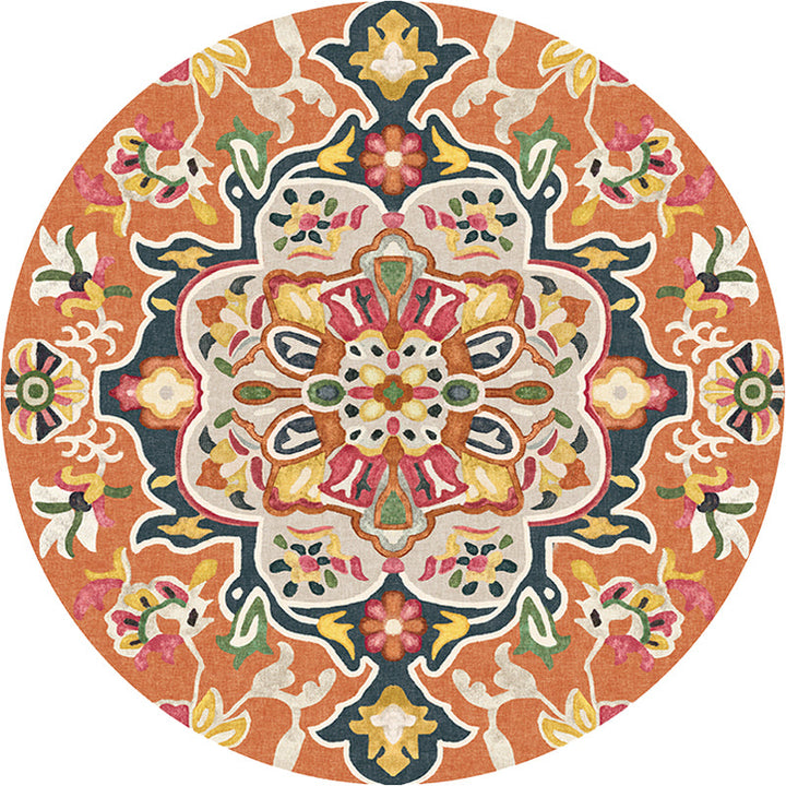 Lisslune | Unique Flower Pattern Rug Colorful Moroccan Rug Polyester Pet Friendly Non-Slip Back Washable Rug for the Living Room