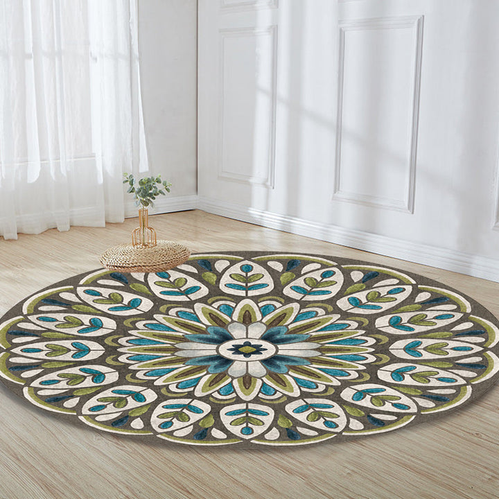 Lisslune | Unique Flower Pattern Rug Colorful Moroccan Rug Polyester Pet Friendly Non-Slip Back Washable Rug for the Living Room