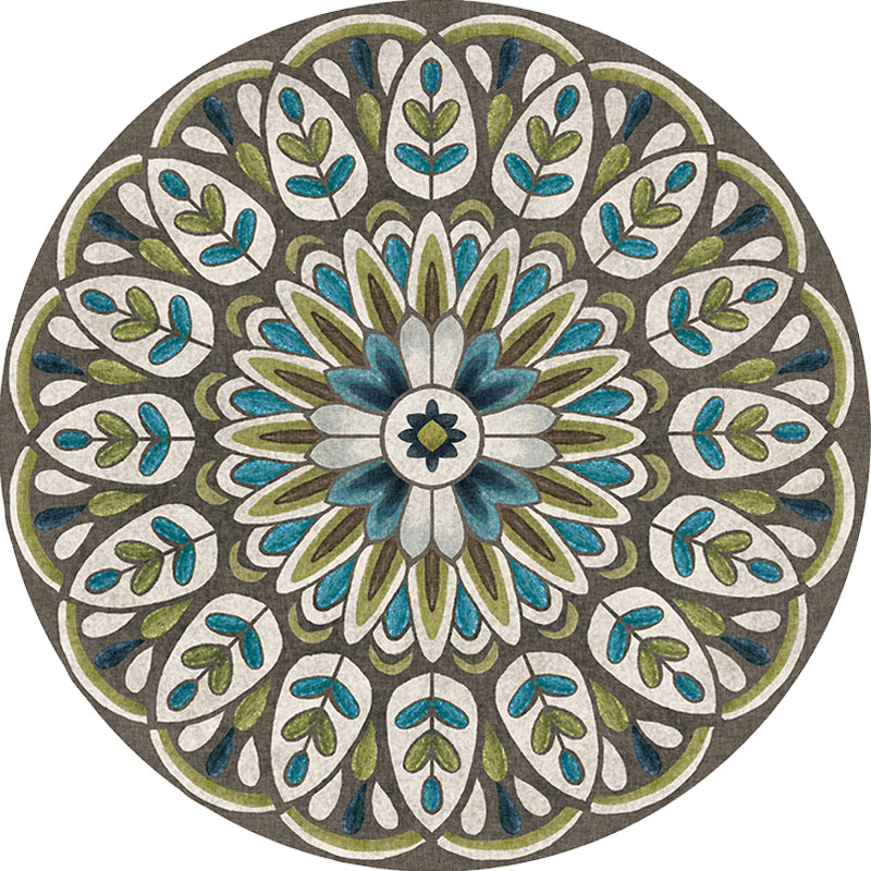 Lisslune | Unique Flower Pattern Rug Colorful Moroccan Rug Polyester Pet Friendly Non-Slip Back Washable Rug for the Living Room