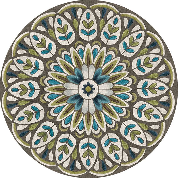 Lisslune | Unique Flower Pattern Rug Colorful Moroccan Rug Polyester Pet Friendly Non-Slip Back Washable Rug for the Living Room