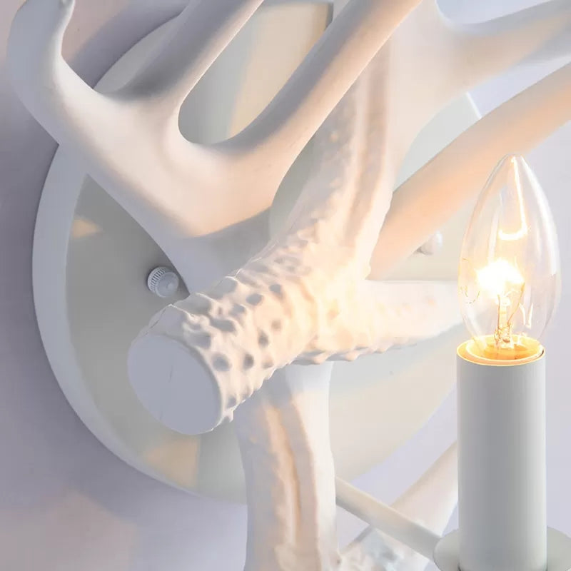 Skørter | Rustic Style Antler Wall Lamp Resin Single Light Wall Lights Light in White Finish for Indoor Villa