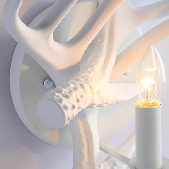 Skørter | Rustic Style Antler Wall Lamp Resin Single Light Wall Lights Light in White Finish for Indoor Villa
