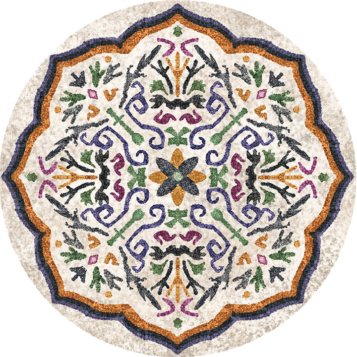 Lisslune | Unique Flower Pattern Rug Colorful Moroccan Rug Polyester Pet Friendly Non-Slip Back Washable Rug for the Living Room