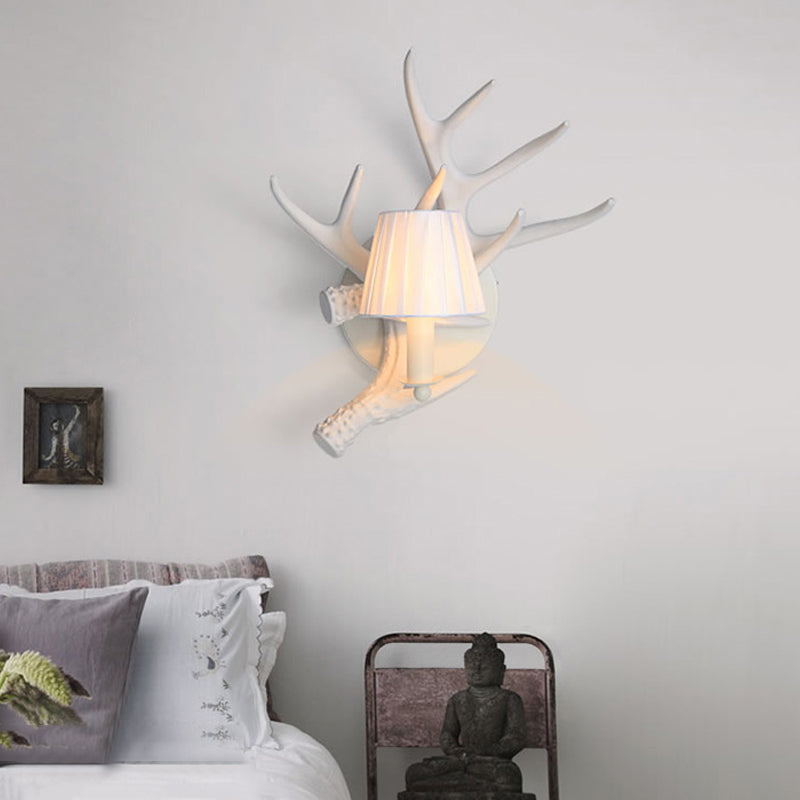 Skørter | Rustic Style Antler Wall Lamp Resin Single Light Wall Lights Light in White Finish for Indoor Villa