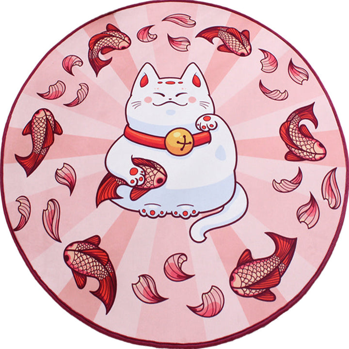 Lisslune | Kids Cat Pattern Rug Blue and Pink Polyester Rug Washable Pet-Friendly Non-Slip Rug for the Children's Room
