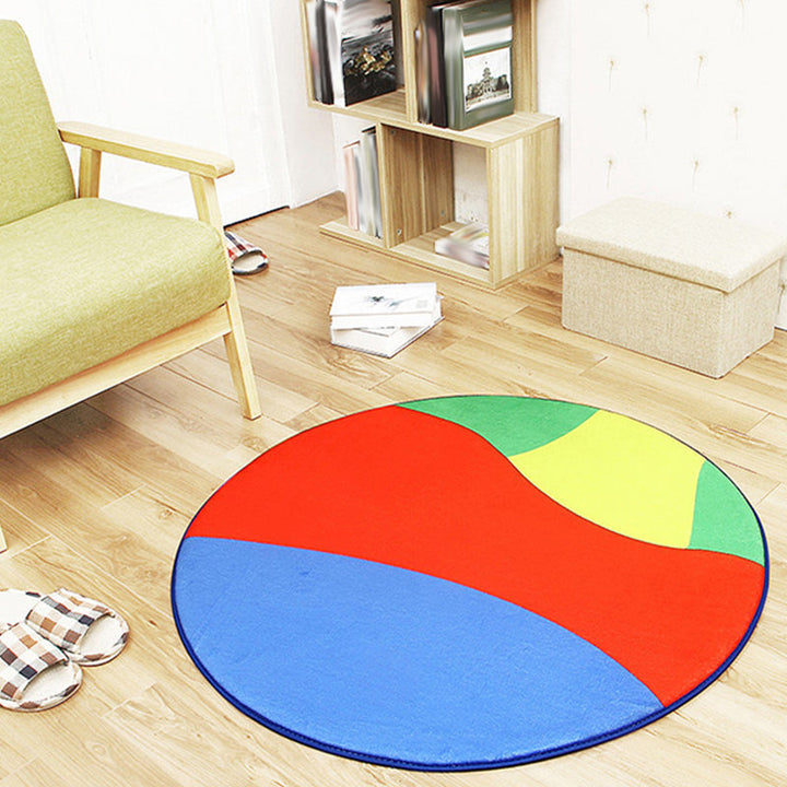 Lisslune | White and Red Children's Carpet Polyester Basketball and Soccer Pattern Rug Pet Friendly Washable Non-Slip Backing Rug for Decoration